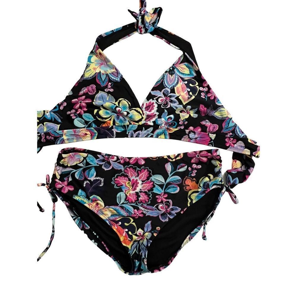Ocean Avenue Swimwear Women’s Bikini Swimsuit SZ L Multi Colored with Flowers